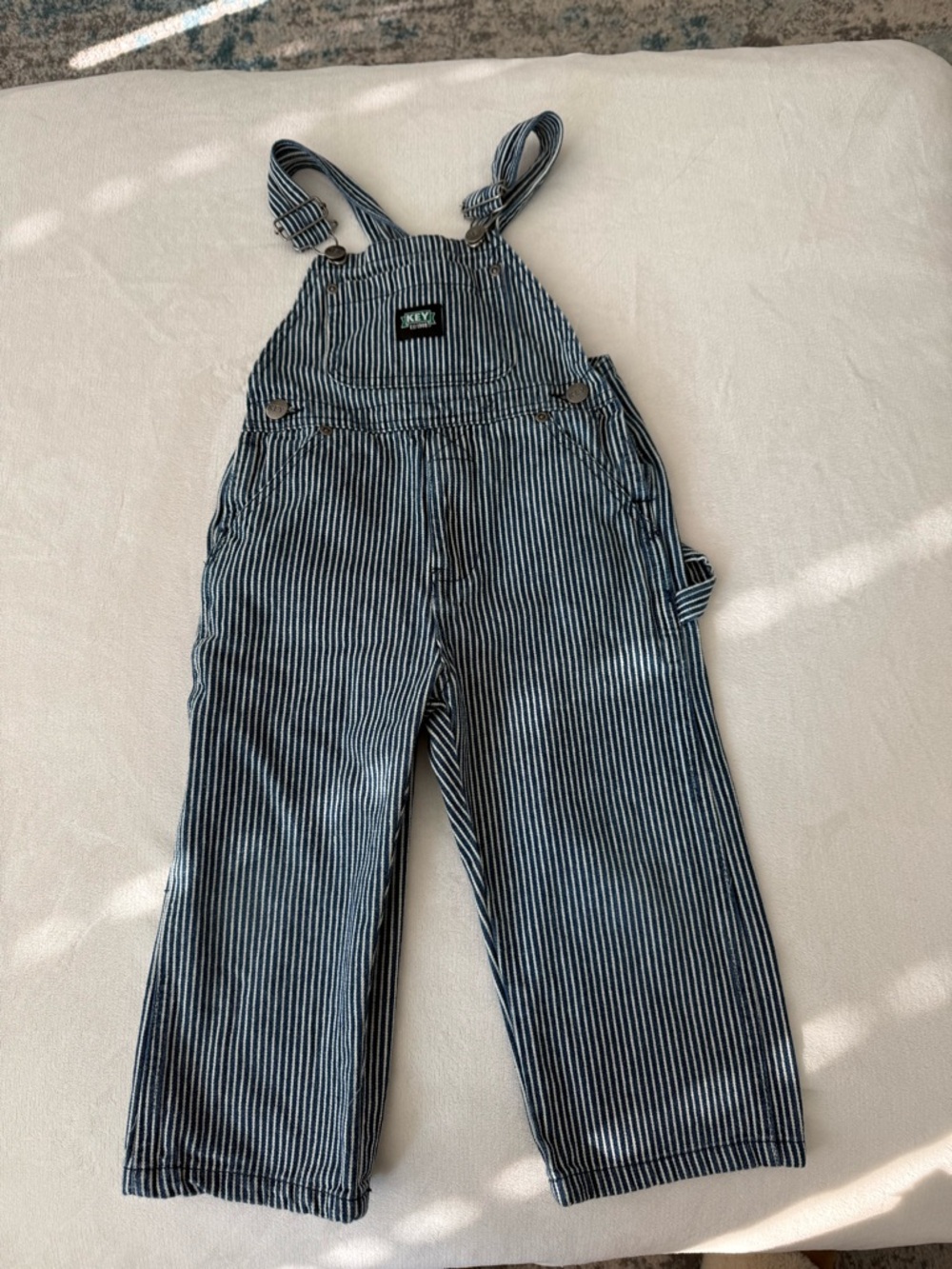 KEY Premium Railroad Striped Toddler Overalls Size 3T Farmer Pants Unisex